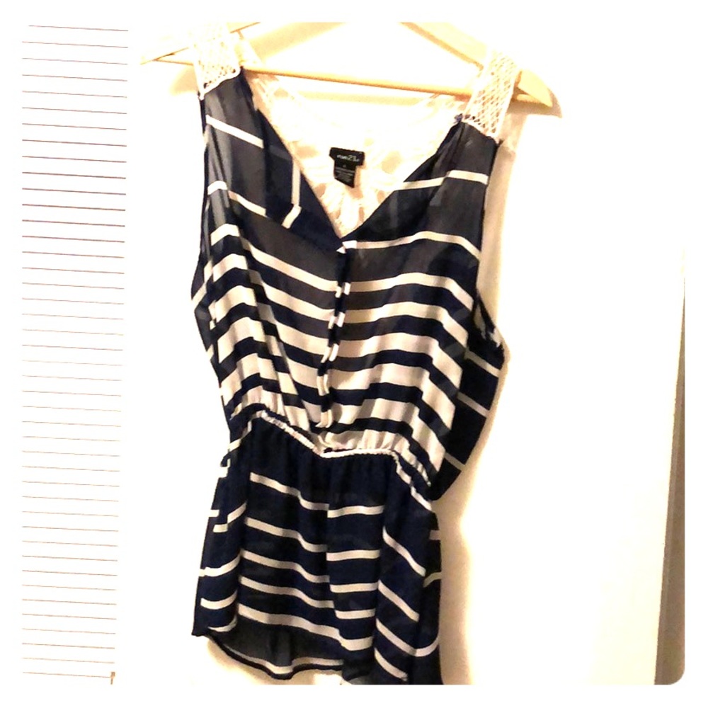 Navy blue striped blouse